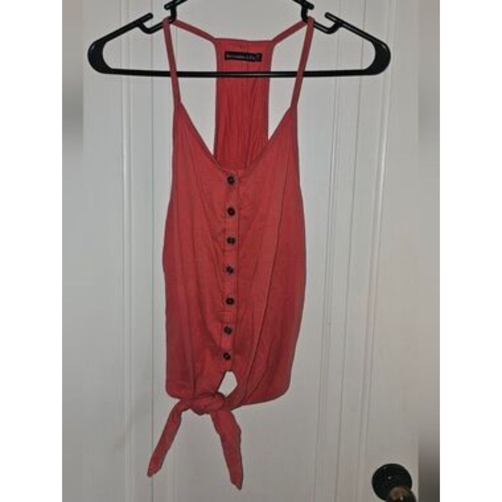 Abercrombie & Fitch Coral Tie-Front Crop Tank